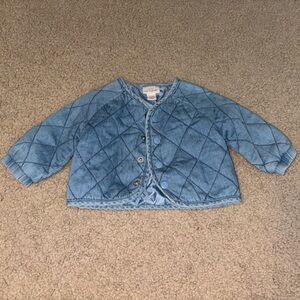 Quilted chambray jacket coat girls 0-3 Months Cat & Jack Baby blue machine wash